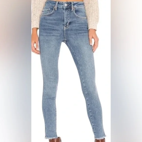 FREE PEOPLE SIERRA HIGH RISE SKINNY JEANS RAW HEM - Picture 10 of 11